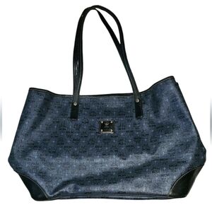 MCM Visetos Monogram Tote Bag - Black and Blue